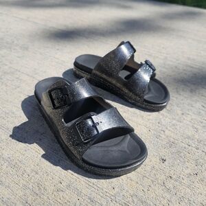 Kids Glittery Black Sandals